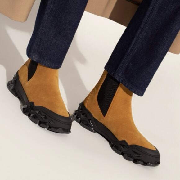 NEW Size 10 Womens Jimmy Choo Brown Diamond X Chelsea Suede Platform Ankle Boots - Picture 3 of 13